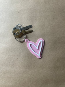 Heart Keychains, Handwritten Heart Key Chain