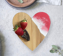 Load image into Gallery viewer, Pink Heart Beach Resin Art, Beach Resin Art Serving Tray, Cheeseboard