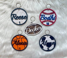 Load image into Gallery viewer, Custom Wooden Sports Name Tag with Jersey Number