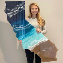 Load image into Gallery viewer, 4' California Shaped Wall Art – Handcrafted Resin State Décor | Coastal California Home & Office Art