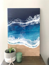Load image into Gallery viewer, Large Beach Resin Art Wall Panel, Custom Ocean Canvas Painting