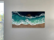 Load image into Gallery viewer, Large Beach Resin Art Wall Panel, Custom Ocean Canvas Painting