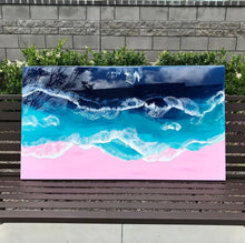 Load image into Gallery viewer, Large Beach Resin Art Wall Panel, Custom Ocean Canvas Painting