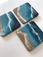 Load image into Gallery viewer, Square Beach Resin Art Coaster Set
