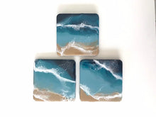 Load image into Gallery viewer, Square Beach Resin Art Coaster Set