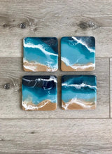 Load image into Gallery viewer, Square Beach Resin Art Coaster Set