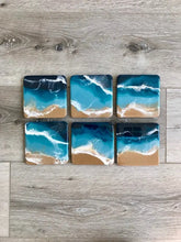 Load image into Gallery viewer, Square Beach Resin Art Coaster Set