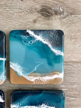 Load image into Gallery viewer, Square Beach Resin Art Coaster Set
