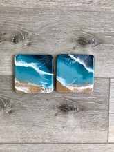 Load image into Gallery viewer, Square Beach Resin Art Coaster Set
