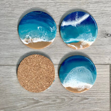 Load image into Gallery viewer, Round Coaster Set, Housewarming Gift, Bar Accessories, Wood Resin Coasters