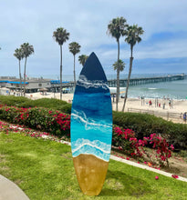 Load image into Gallery viewer, 6' Surfboard Beach Resin Wall Art – Coastal Décor for Surf Lovers
