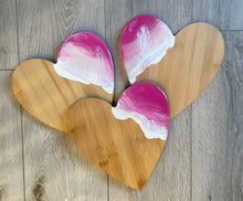 Load image into Gallery viewer, Pink Heart Beach Resin Art, Beach Resin Art Serving Tray, Cheeseboard