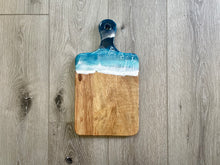 Load image into Gallery viewer, Cheeseboard with Handle, Beach Resin Art Serving Tray
