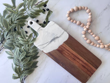 Load image into Gallery viewer, Marbled Cheeseboard with Handle, Marble Look Resin Art Serving Tray