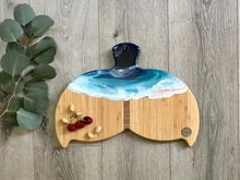 Load image into Gallery viewer, Whale Tail Beach Resin Art Bamboo Cheeseboard