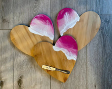 Load image into Gallery viewer, Pink Heart Beach Resin Art, Beach Resin Art Serving Tray, Cheeseboard