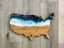 Load image into Gallery viewer, USA Shaped Beach Resin Art Cheeseboard