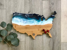 Load image into Gallery viewer, USA Shaped Beach Resin Art Cheeseboard