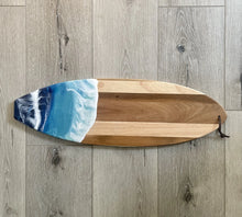 Load image into Gallery viewer, Large Shiplap Surfboard Shaped Beach Resin Art Cheeseboard
