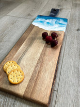 Load image into Gallery viewer, Live Edge Cheeseboard with Handle, Beach Resin Art Serving Tray