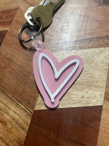 Heart Keychains, Handwritten Heart Key Chain