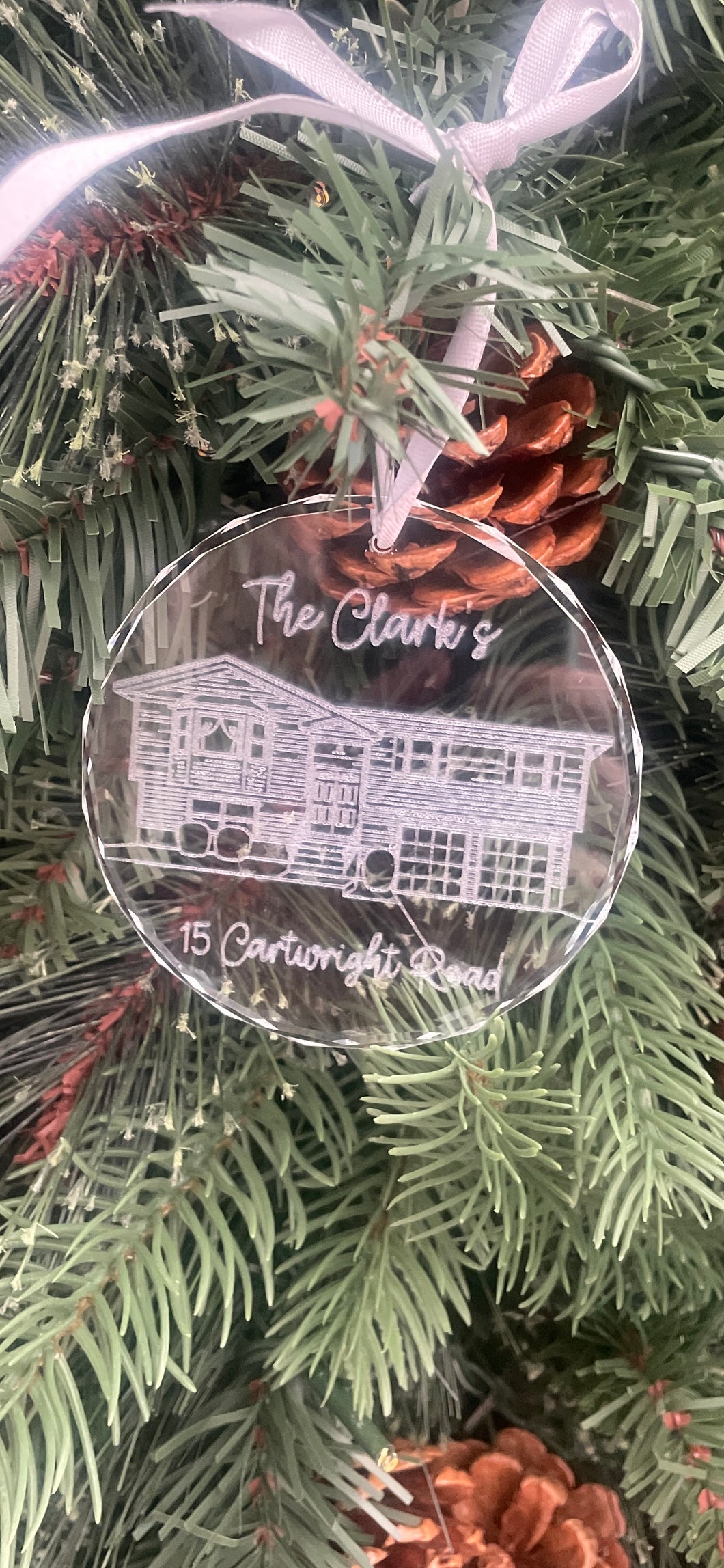 Personalized House Christmas Ornament, Custom Home Line Drawing Laser Engraved
