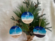 Load image into Gallery viewer, Personalized Beach Scene Resin Ornament, Custom Family Name Decor, Coastal Art Holiday Gift
