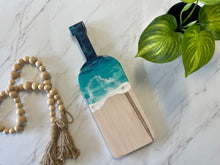 Load image into Gallery viewer, Wine Bottle Cheeseboard with Handle, Beach Resin Art Serving Tray
