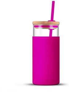 Reusable Glass Tumbler Cup with Straw