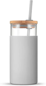 Reusable Glass Tumbler Cup with Straw
