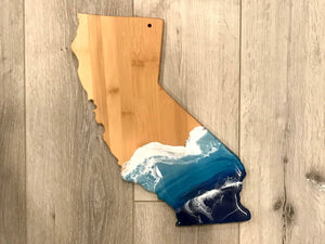 California Shaped Beach Resin Art Cheeseboard
