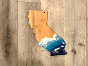 California Shaped Beach Resin Art Cheeseboard