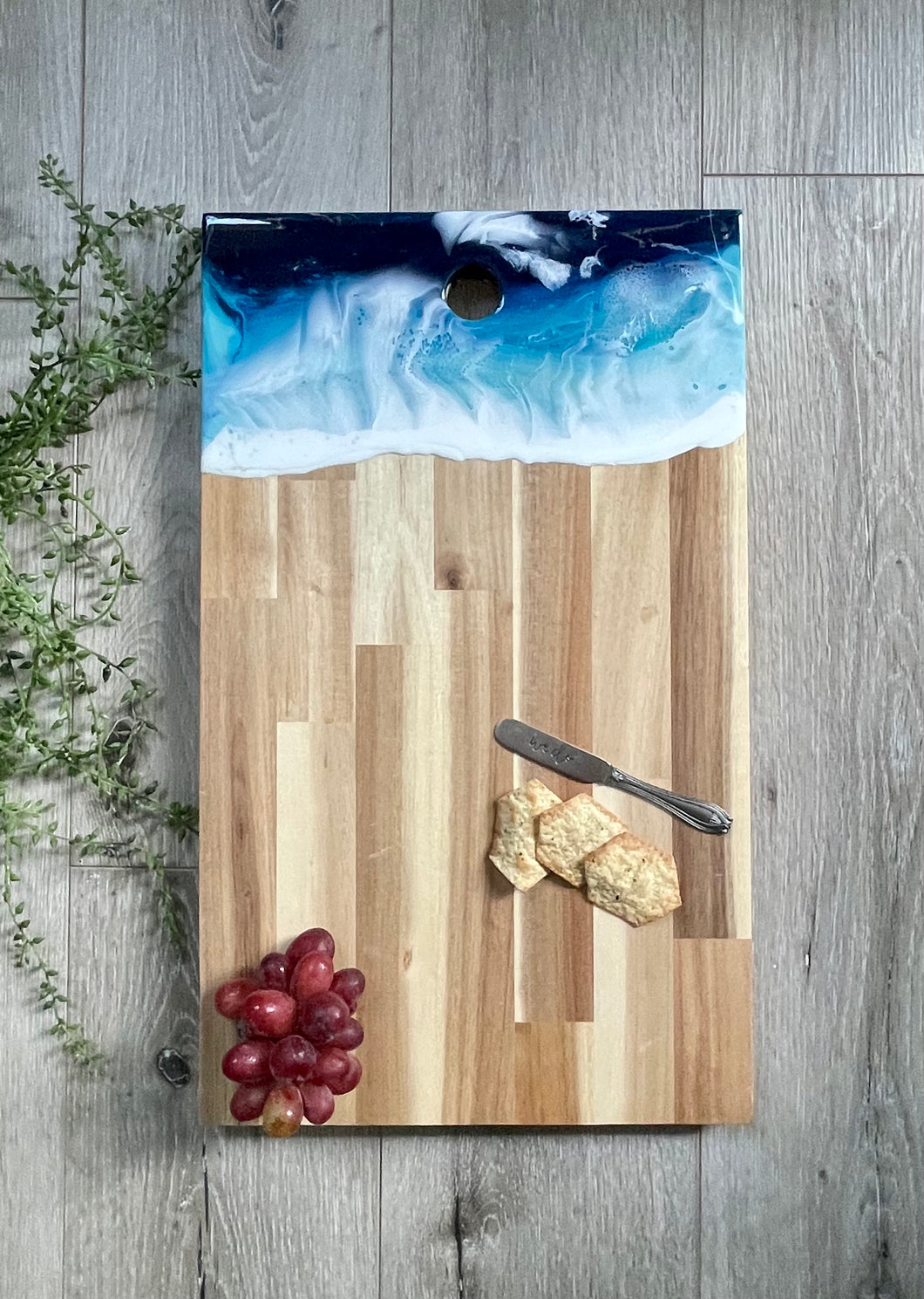 Large Cheeseboard, Beach Resin Art Serving Tray
