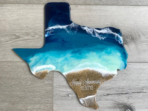 24” State Shaped Beach Resin Art Wall Decoration
