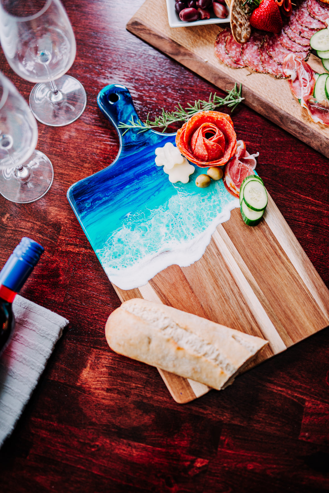 Cheese Board, Beach Resin Art Cheeseboard, Housewarming Gift, Personalized Cutting Board, Epoxy Resin Wood