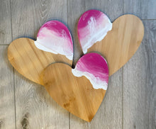 Load image into Gallery viewer, Pink Heart Beach Resin Art, Beach Resin Art Serving Tray
