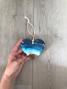 Heart Shaped Beach Resin Art Ornament