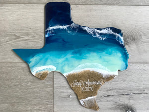 20” State Shaped Beach Resin Art Wall Decoration