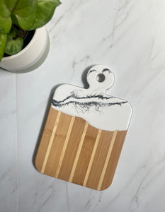 Marbled Cheeseboard with Handle, Marble Look Resin Art Serving Tray