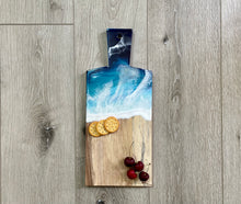 Load image into Gallery viewer, Cheeseboard with Handle, Beach Resin Art Serving Tray
