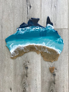 14” State Shaped Beach Resin Art Wall Decoration