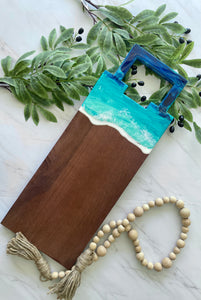 Cheeseboard with Handle, Beach Resin Art Serving Tray