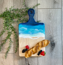 Load image into Gallery viewer, Cheeseboard with Handle, Beach Resin Art Serving Tray
