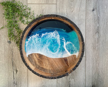 Load image into Gallery viewer, Round Serving Tray, Rustic Live Edge Bark
