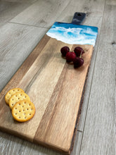 Load image into Gallery viewer, Live Edge Cheeseboard with Handle, Beach Resin Art Serving Tray
