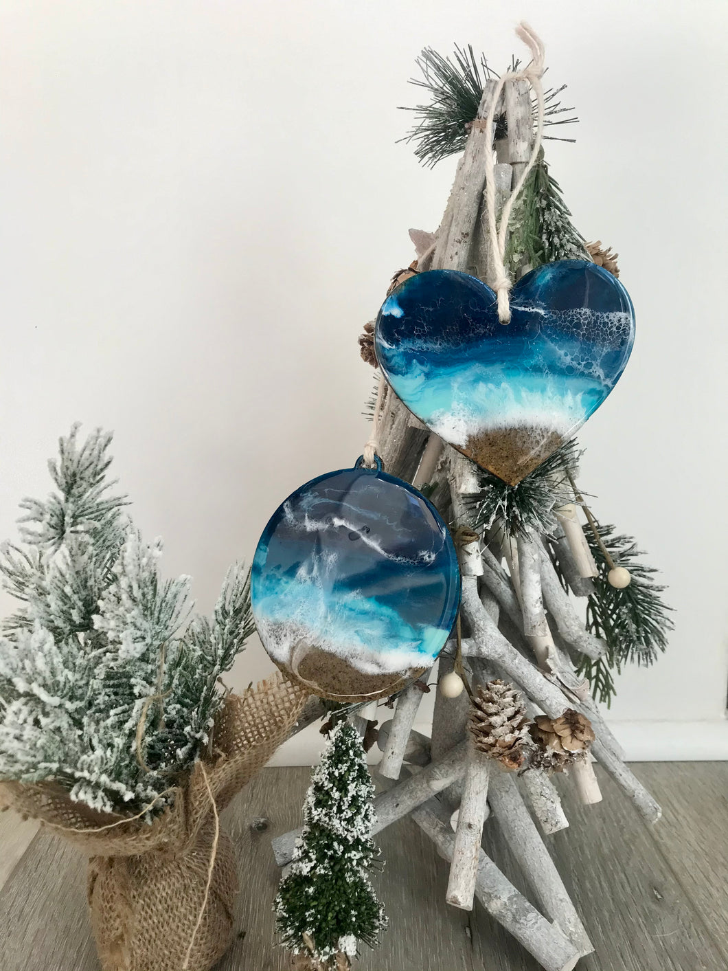 Heart Shaped Beach Resin Art Ornament